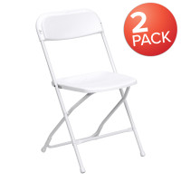 Flash Furniture 2-LE-L-3-WHITE-GG 2 Pk. HERCULES Series 650 lb. Capacity Premium White Plastic Folding Chair